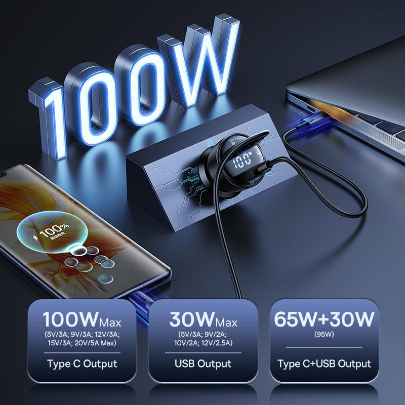 Baseus 100W Car Charger USB C Dual Port PD QC 3.0 Fast Charging - product details 65w 30w output - b.savvi