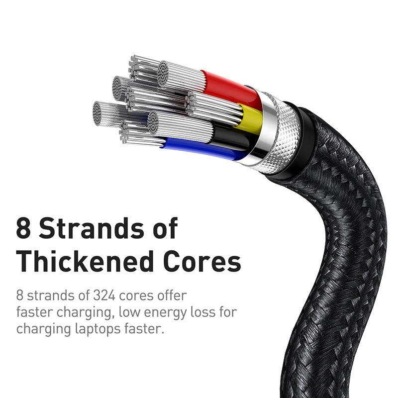 Baseus Cafule Metal USB C to USB C Cable 100W PD 5A Fast Charging - product details 8 strands thickened cores - b.savvi