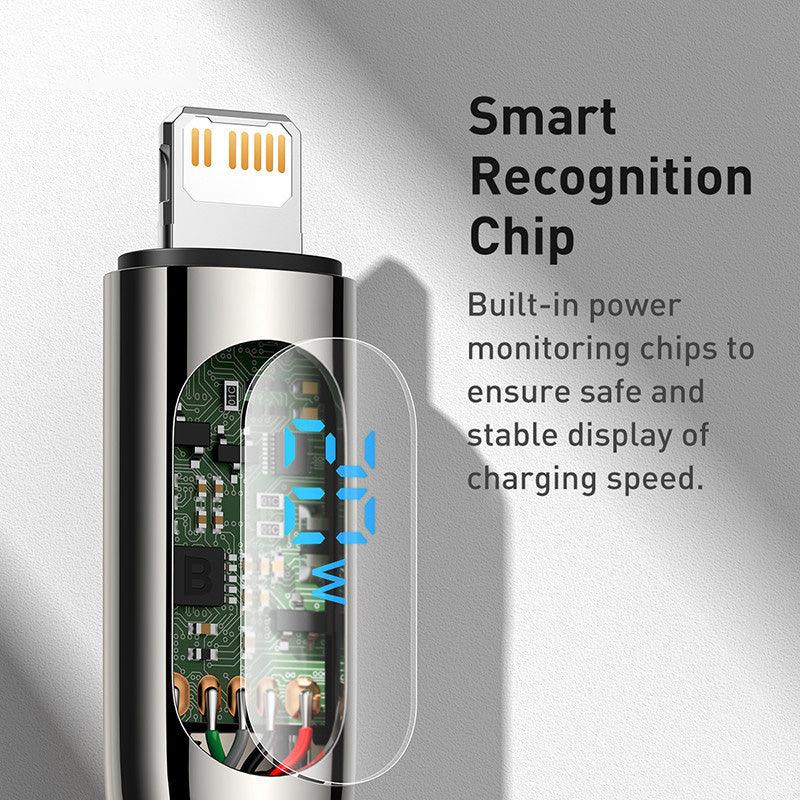 Baseus LED Display USB C to Lightning 20W PD Braided Cable Fast Charging - product details smart chip - b.savvi