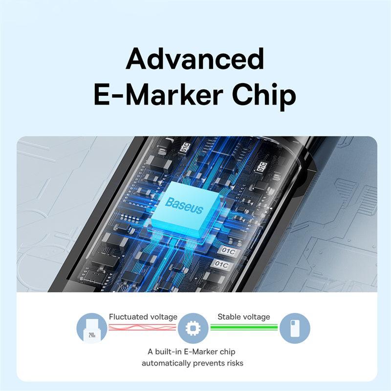 Baseus Tungsten 240W USB C to USB C Braided Cable 48V/5A PD3.1 Fast Charging - product details e marker chip - b.savvi