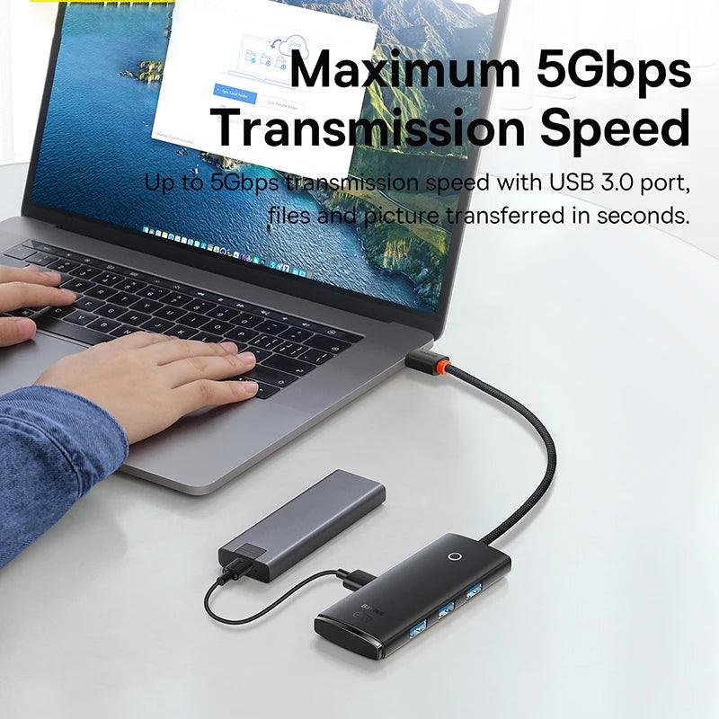 Baseus USB C Hub 4-in-1 Multi-Port Adapter 5Gbps USB-A 3.0 Ports - product details - b.savvi