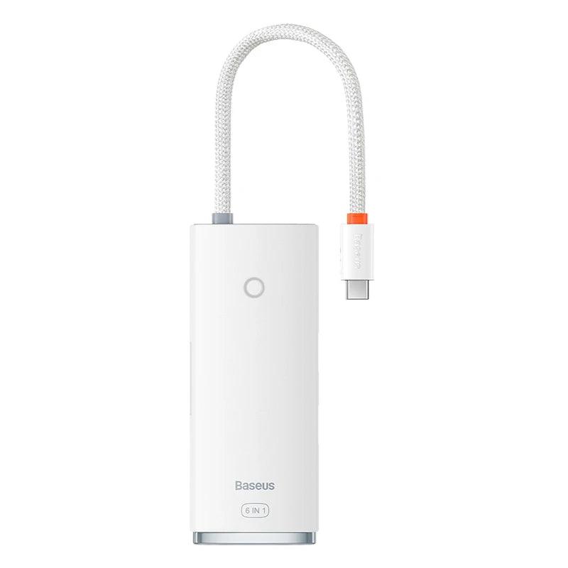 Baseus USB C Hub 6-in-1 Multi-Port Adapter 5Gbps, PD 100W, 4K HDMI - product variant white front view - b.savvi