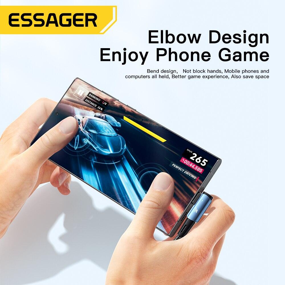 Essager 90 Degree USB C Cable 100W 7A PD Fast Charge - product details elbow design for gaming - b.savvi
