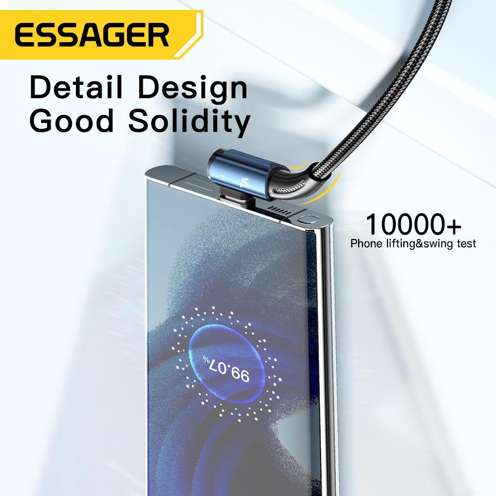 Essager 90 Degree USB C Cable 100W 7A PD Fast Charge - product details good durability - b.savvi