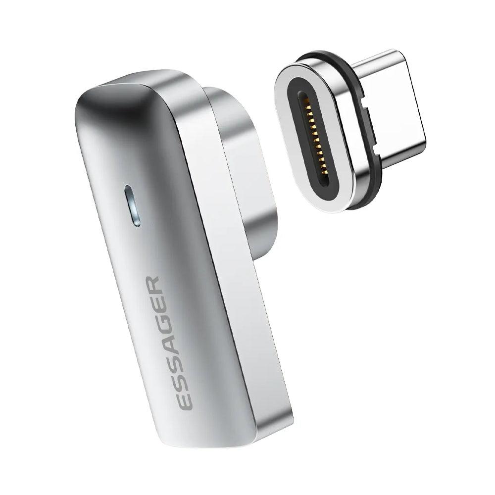 Essager Magnetic 90 Degree 20Gbps USB C Adapter 100W 5A USB3.2 Gen2x2 4K@60Hz - product main grey front angled view - b.savvi