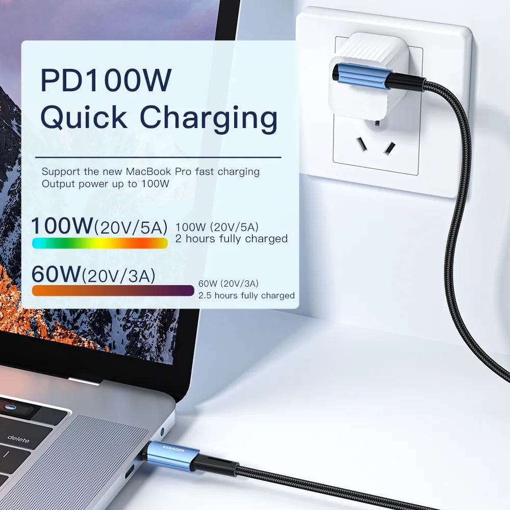 Essager USB C to USB C 90 Degree Cable 100W 5A Fast Charge - product details quick charging - b.savvi