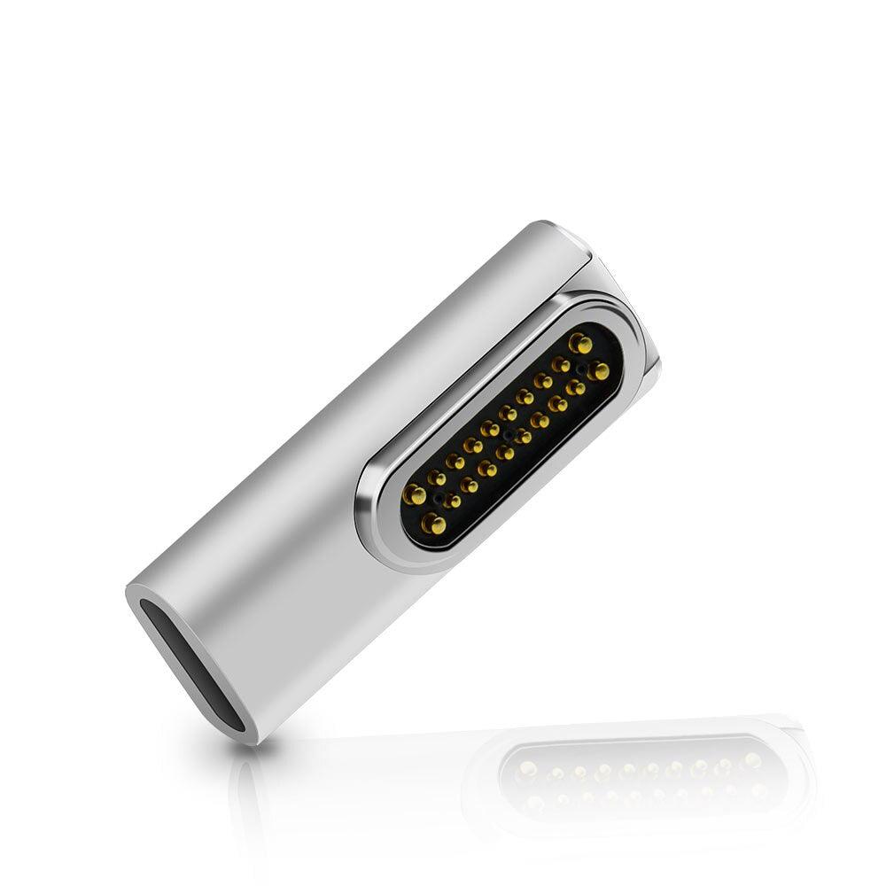 Magnetic USB C Adapter 20Pins 100W PD Fast Charging USB 3.1 10Gbps 4K@60Hz Video - product variant silver front angled view - b.savvi