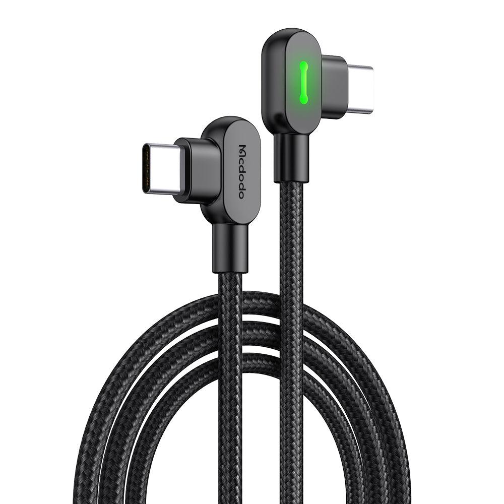 Mcdodo 90 Degree USB C to USB C Cable 3A 60W PD QC4.0 - product main black front angled view - b.savvi