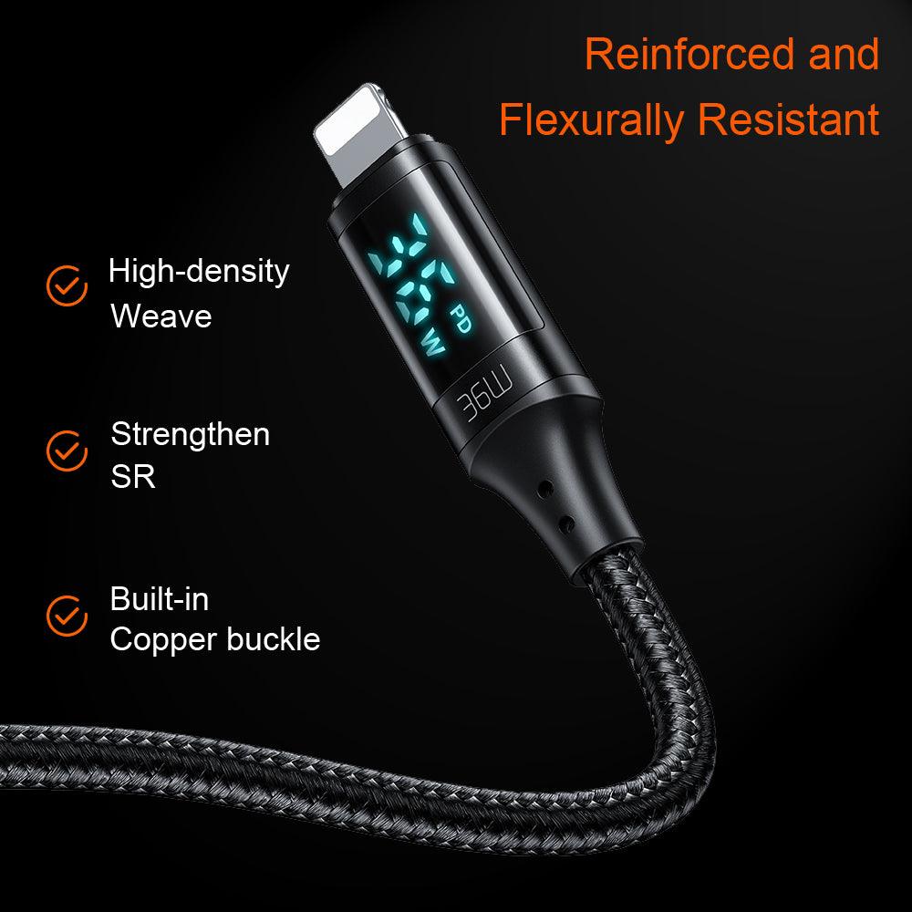Mcdodo LED Display USB C To Lightning 36W PD Braided Cable - product details strengthen sr - b.savvi