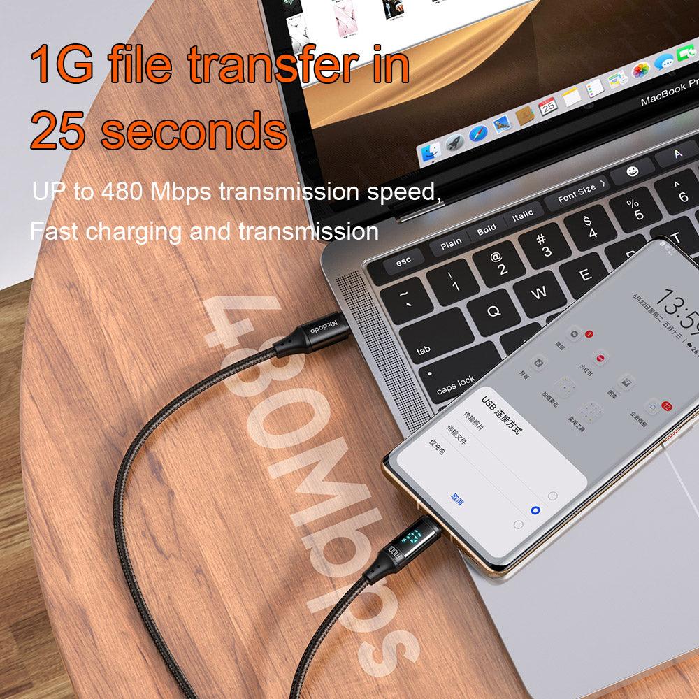 Mcdodo LED Display USB C to USB C 100W 5A PD Cable - product details 480mbps transmission - b.savvi