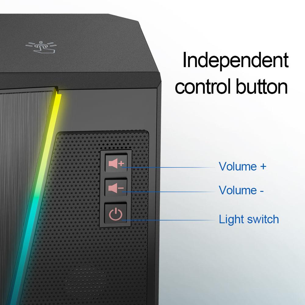 Redragon GS520 Anvil RGB Desktop Stereo Speakers - product details independent control button - b.savvi
