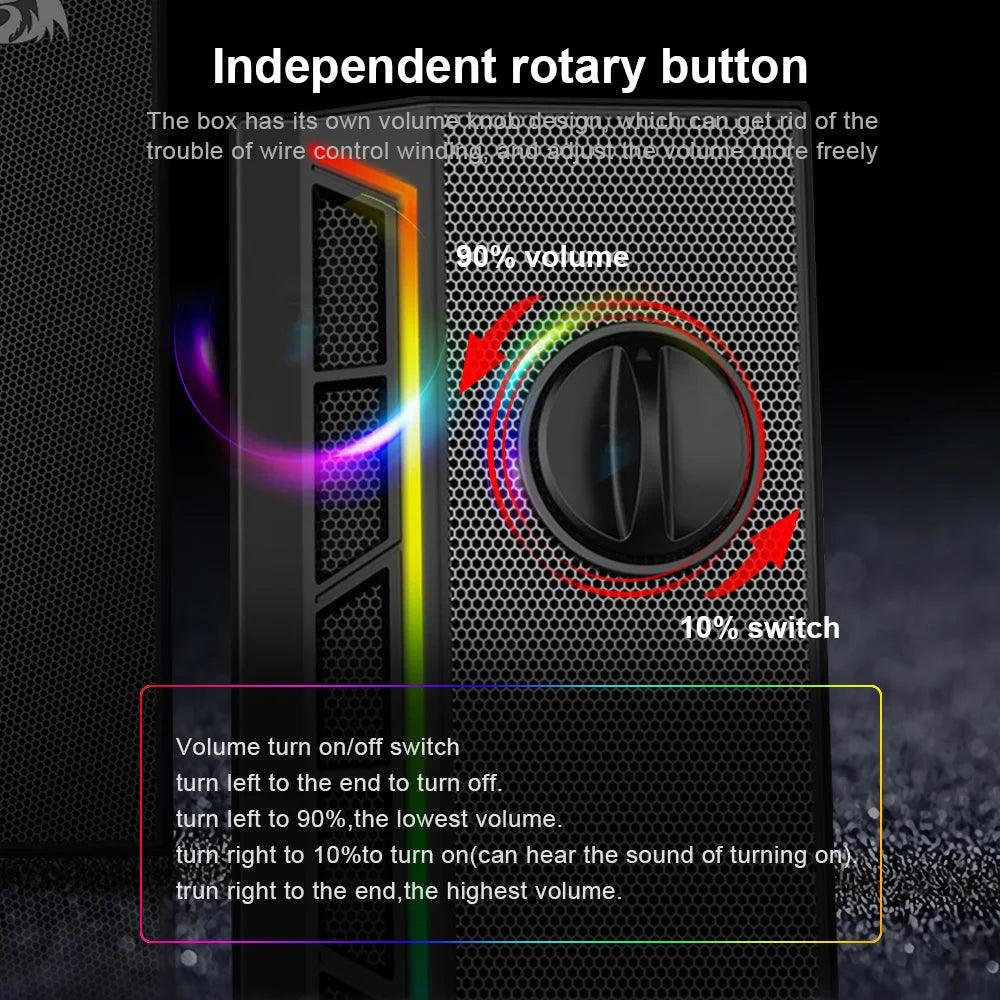 Redragon GS580 Calliope RGB Desktop Stereo Speakers - product details volume knob - b.savvi