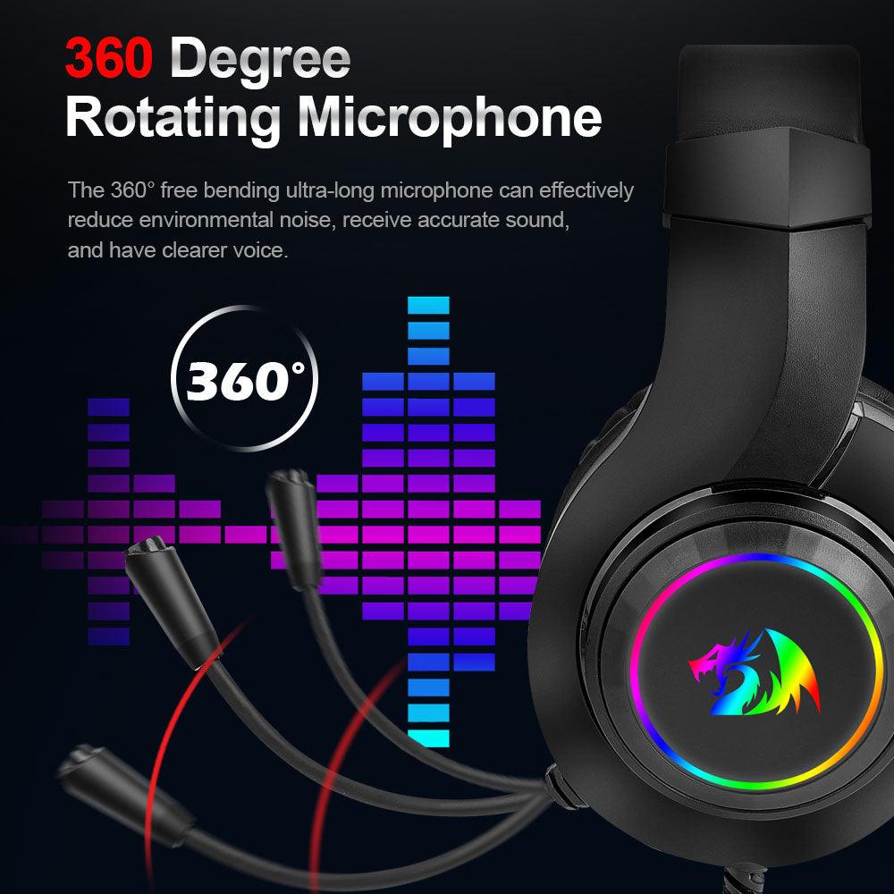 Redragon Hylas H260 RGB Gaming Headset - product details 360 degree rotating microphone - b.savvi