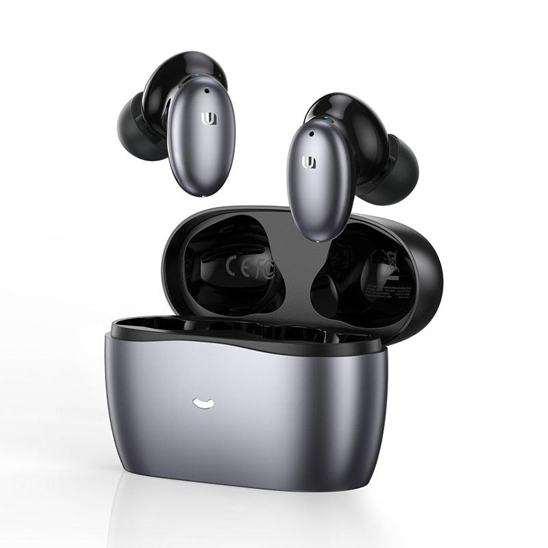 Ugreen HiTune X6 ANC Earphones Wireless Bluetooth 5.1 Active Noise Cancellation - IPX5 - product main grey front angled view - b.savvi