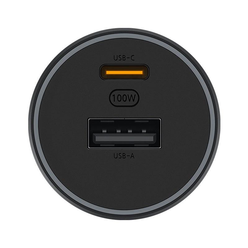 Xiaomi Mi 1A1C 100W 5A Car Charger USB C Dual Port PD QC 3.0 Fast Charging - product black top view - b.savvi