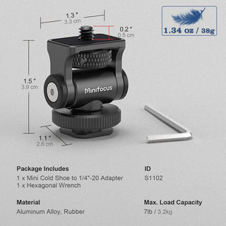 MINIFOCUS S1102 Camera Monitor Mount with Cold Shoe, 1/4" Screw 160° Tilt