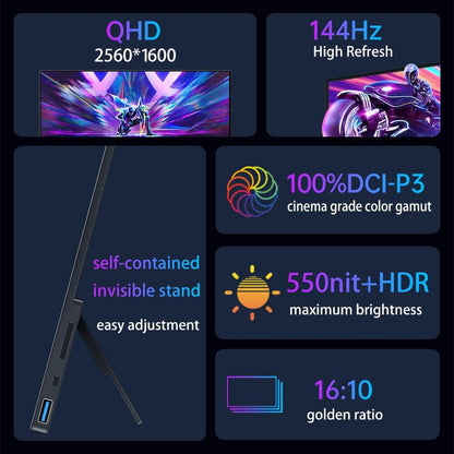 144Hz 16-Inch Gaming Portable Monitor HDR IPS 2560x1600 - product details overview - b.savvi