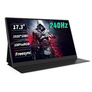 240Hz 17.3-Inch Gaming Portable Monitor HDR IPS 1920x1080 - product main black front angled view - b.savvi