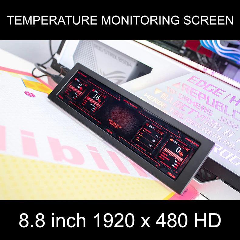 8.8-Inch 1920x480 HD Portable Monitor CNC Case - product main black front angled view - b.savvi