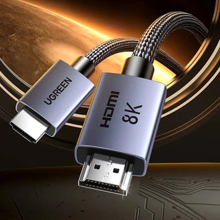 HDMI cable with 8K resolution on a dark background