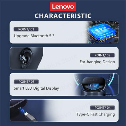 Lenovo LP75 TWS Sports Wireless Earphones Bluetooth 5.3 - IPX5 Waterproof - product details bulletpoints - b.savvi
