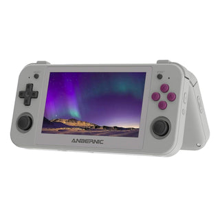 Anbernic RG505 Retro Handheld Game Console OLED Touch Screen - product main grey front angled view - b.savvi