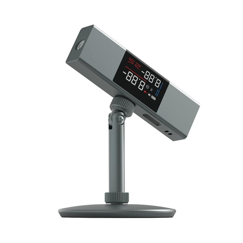 ATuMan LI1 Laser Projection Angle Measure Casting Level Ruler LED Screen - product variant grey side angled view with stand - b.savvi