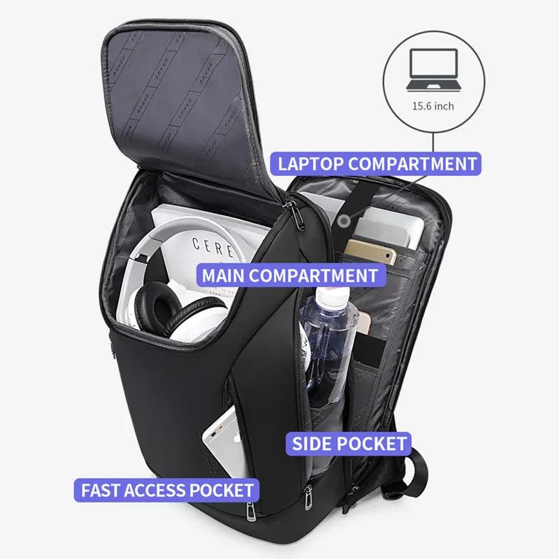 BANGE Business Backpack for 15.6-inch Laptop - product details compartments - b.savvi