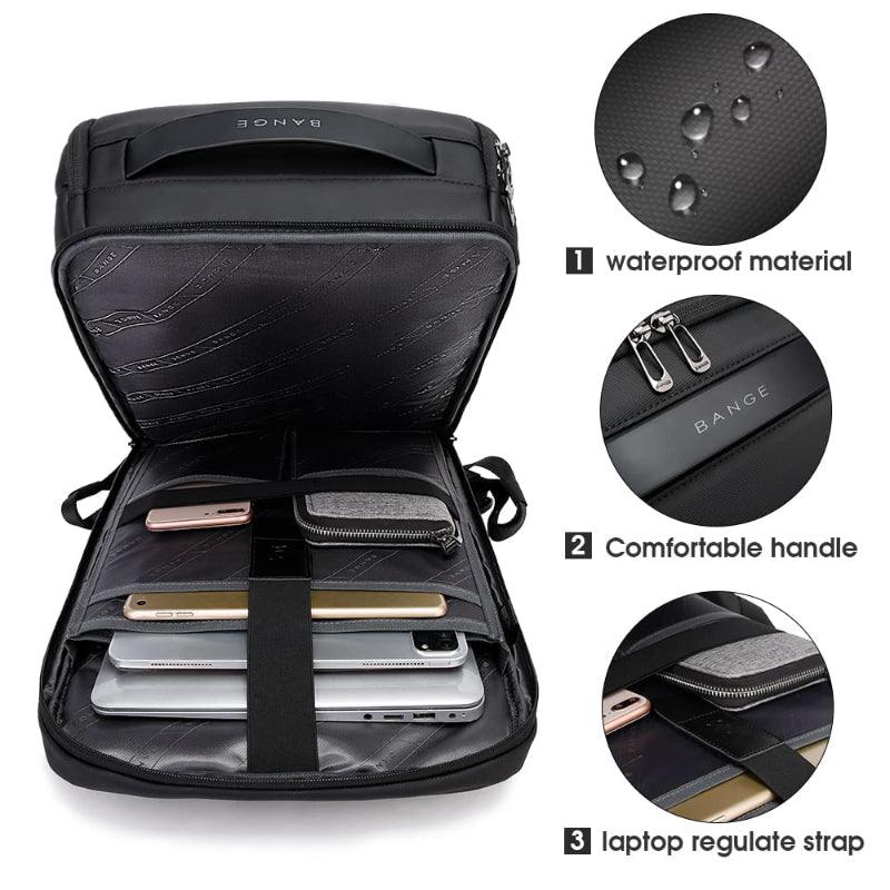 BANGE Business Backpack for 15.6-inch Laptop - product details inside look - b.savvi