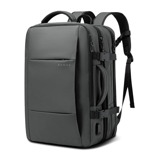 BANGE Large Travel Backpack Expandable 22L-37L for 17.3-inch Laptop - product main grey front angled view - b.savvi