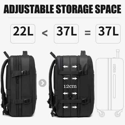 BANGE Large Travel Backpack Expandable 22L-37L for 17.3-inch Laptop - product details adjustable storage space - b.savvi