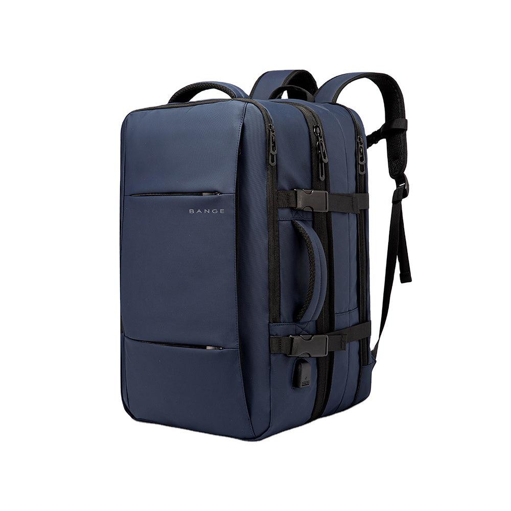 BANGE Large Travel Backpack Expandable 22L-37L for 17.3-inch Laptop - product variant blue front angled view - b.savvi