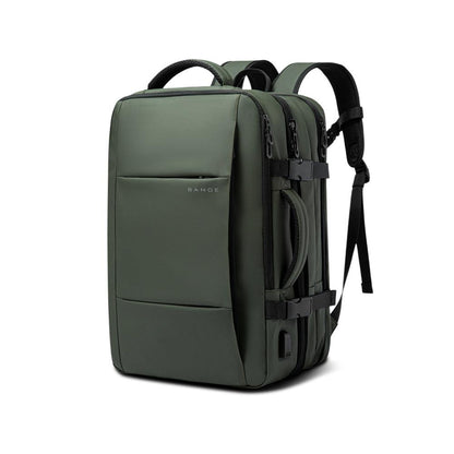BANGE Large Travel Backpack Expandable 22L-37L for 17.3-inch Laptop - product variant green front angled view  - b.savvi