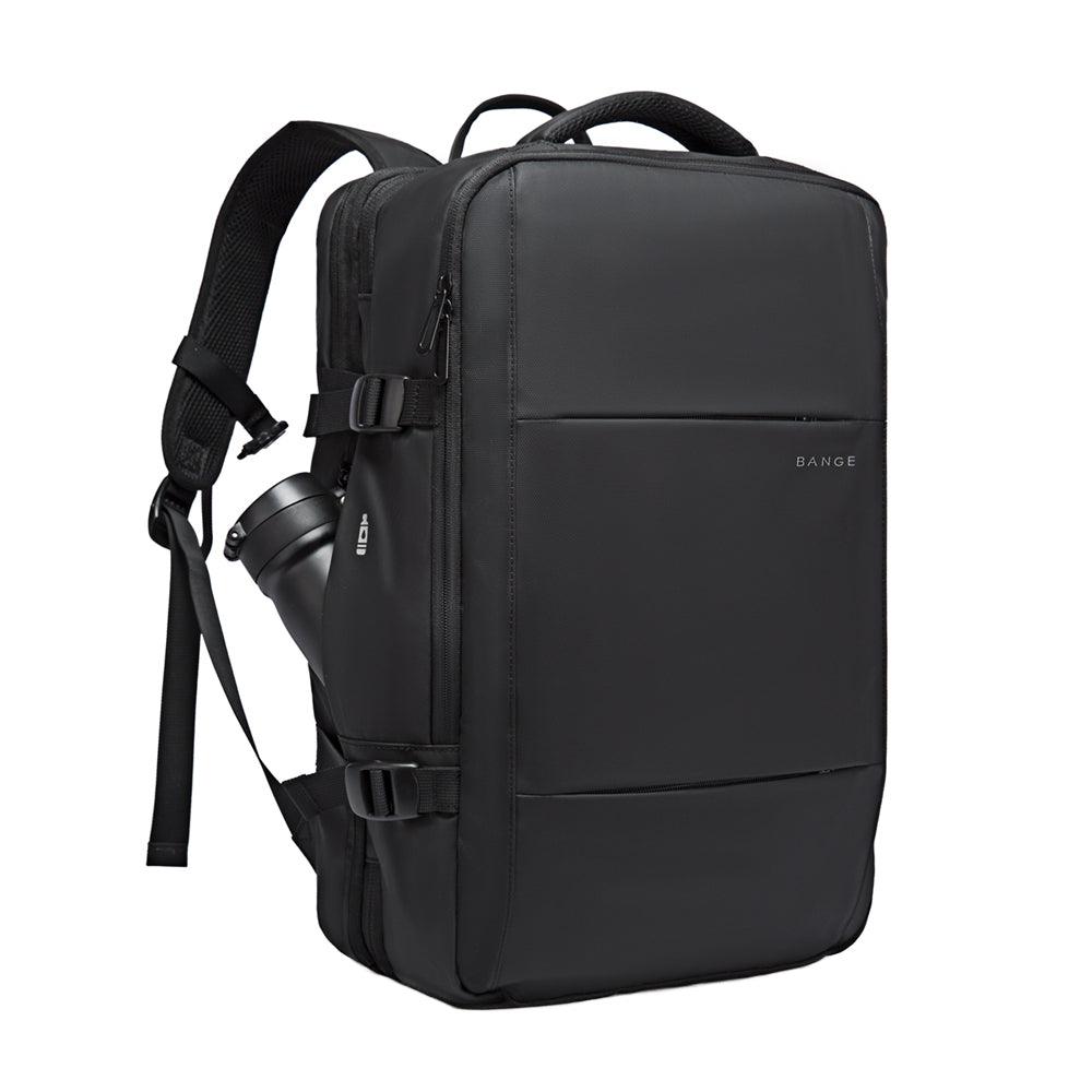 BANGE Large Travel Backpack Expandable 26L-45L for 17.3-inch Laptop - product main black front angled view - b.savvi
