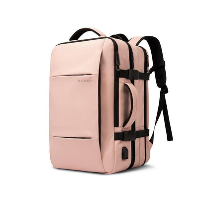 BANGE Large Travel Backpack Expandable 26L-45L for 17.3-inch Laptop - product variant pink front angled view - b.savvi