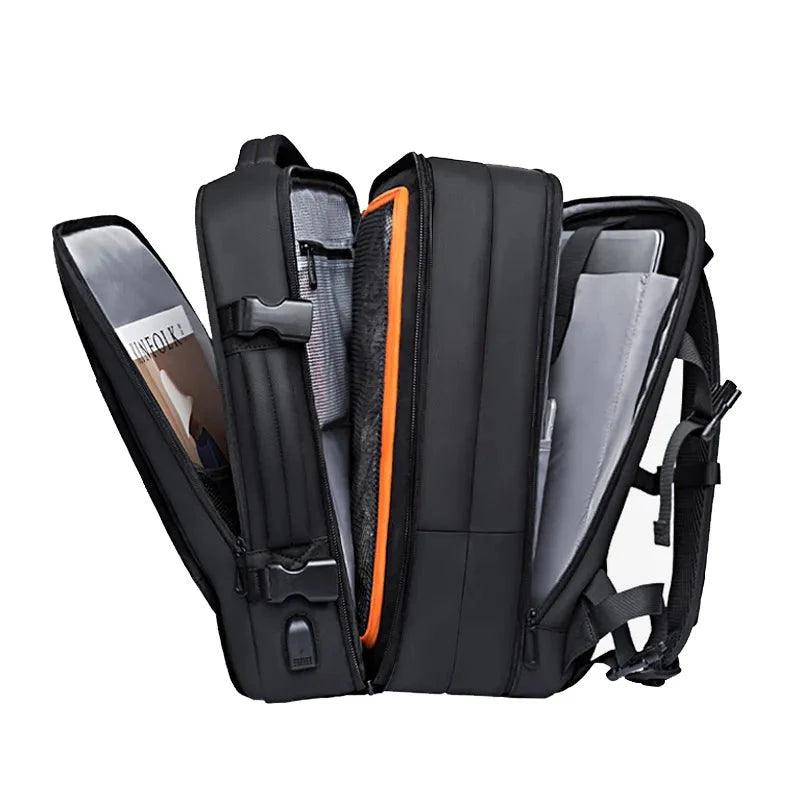 BANGE Large Travel Backpack Expandable 26L-45L for 17.3-inch Laptop - product details opened - b.savvi