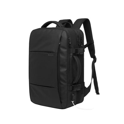 BANGE Large Travel Backpack Expandable 26L-45L for 17.3-inch Laptop - product variant black front angled view - b.savvi