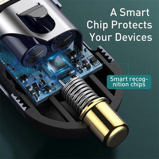 Baseus 120W Car Charger 4 Port USB PD 1.5m Extension Cable - product details smart chip - b.savvi