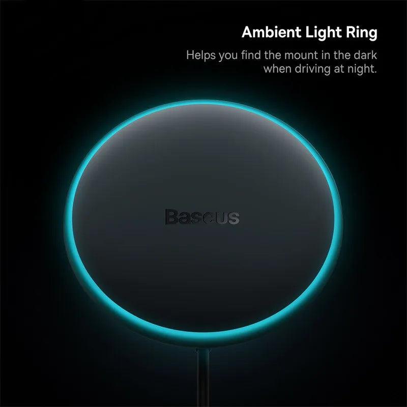 Baseus 2-in-1 Magnetic 15W Wireless Charging Phone Holder & 25W USB C Car Charger - product details ambient light ring - b.savvi