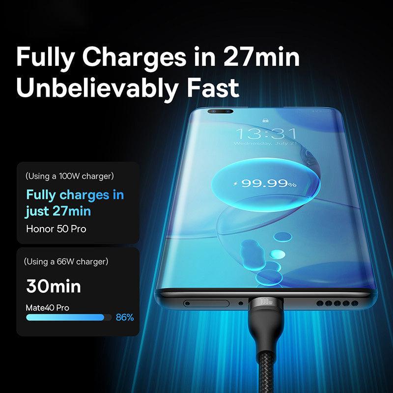 Baseus 3-in-1 USB to Lightning, USB C, Micro PD 100W 6A Fast Charging - product details fully charge 27min - b.savvi