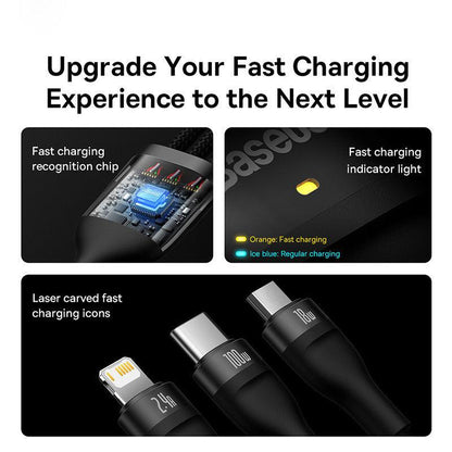 Baseus 3-in-1 USB to Lightning, USB C, Micro PD 100W 6A Fast Charging - product details upgrade experience - b.savvi