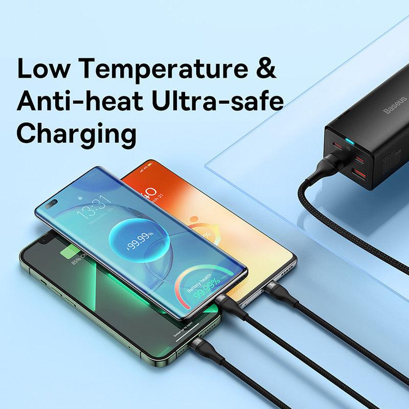 Baseus 3-in-1 USB to Lightning, USB C, Micro PD 100W 6A Fast Charging - product details low temperature - b.savvi