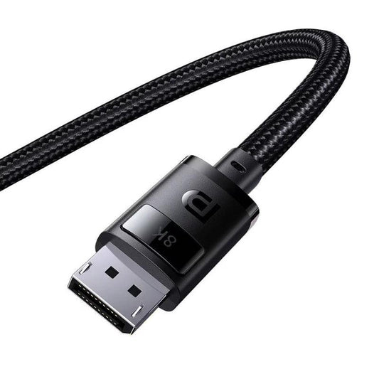 Baseus 8K DisplayPort Cable Braided DP1.4 8K@60Hz 4K@120Hz - product main black front angled view - b.savvi