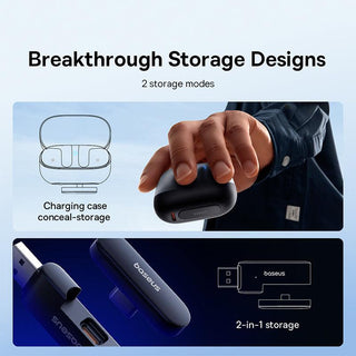 Baseus AeQur G10 Gaming Earphones Wireless Bluetooth 5.3 - 25ms Low Latency - product details breakthrough storage designs - b.savvi