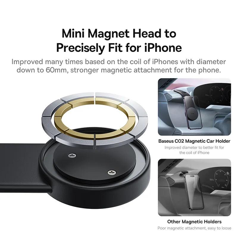 Baseus Bendable 15W Wireless Car Charger Magnetic Phone Mount - product details mini magnet head - b.savvi
