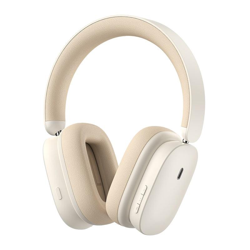 Baseus Bowie H1 ANC Headphones Wireless Bluetooth 5.2 Active Noise Cancellation - product variant white front angled view - b.savvi