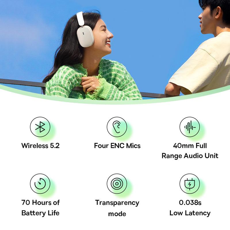 Baseus Bowie H1 ANC Headphones Wireless Bluetooth 5.2 Active Noise Cancellation - product details overview - b.savvi