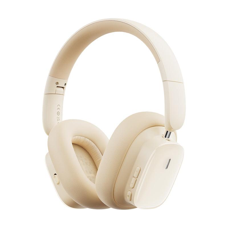 Baseus Bowie H1i ANC Headphones Wireless Bluetooth 5.3 Active Noise Cancellation - product variant white front angled view - b.savvi