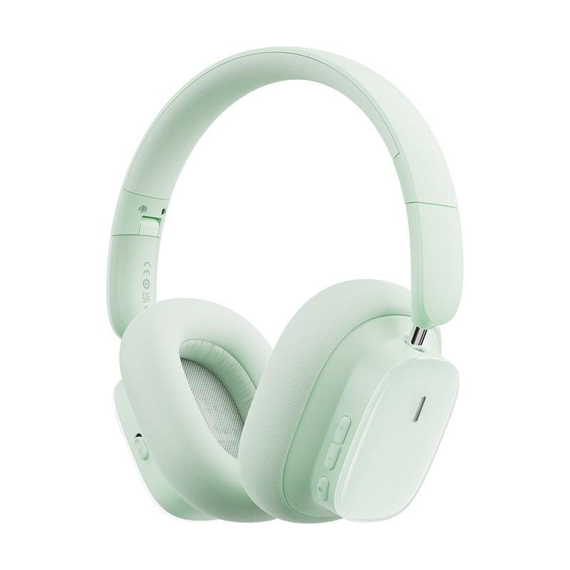 Baseus Bowie H1i ANC Headphones Wireless Bluetooth 5.3 Active Noise Cancellation - product variant green front angled view - b.savvi