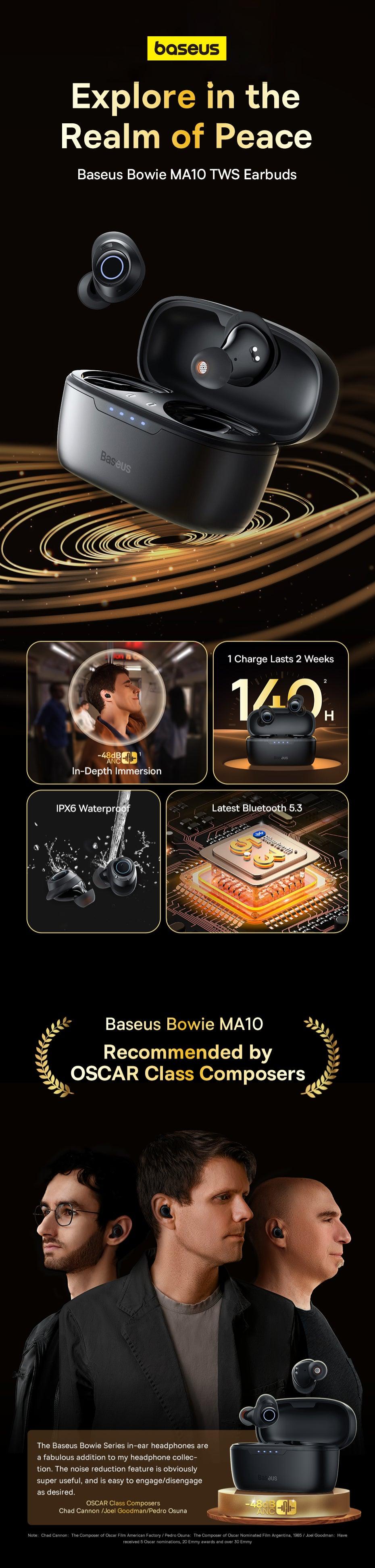 Baseus Bowie MA10 Pro Wireless Earphones 48dB ANC Wireless